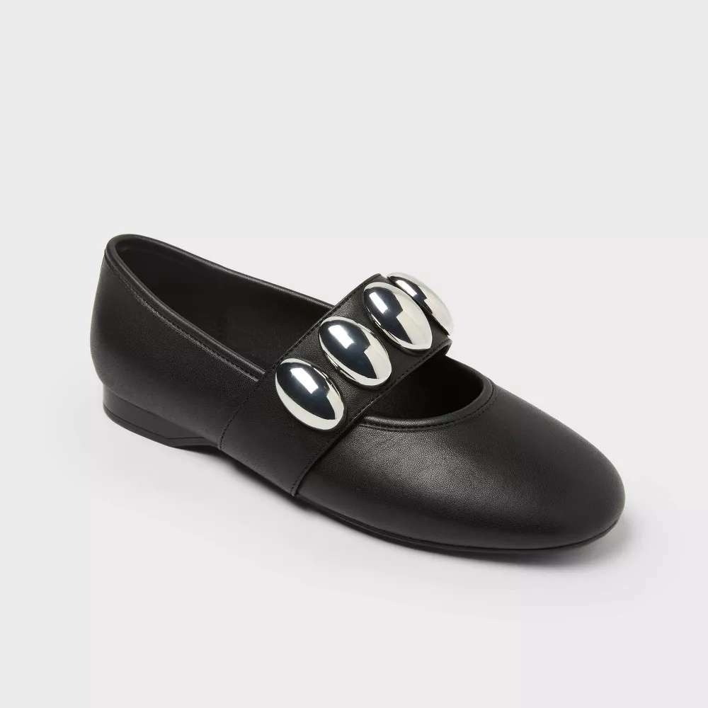 A New Day Genevieve Studded Mary Jane Flats Black Size 10 New With Tags